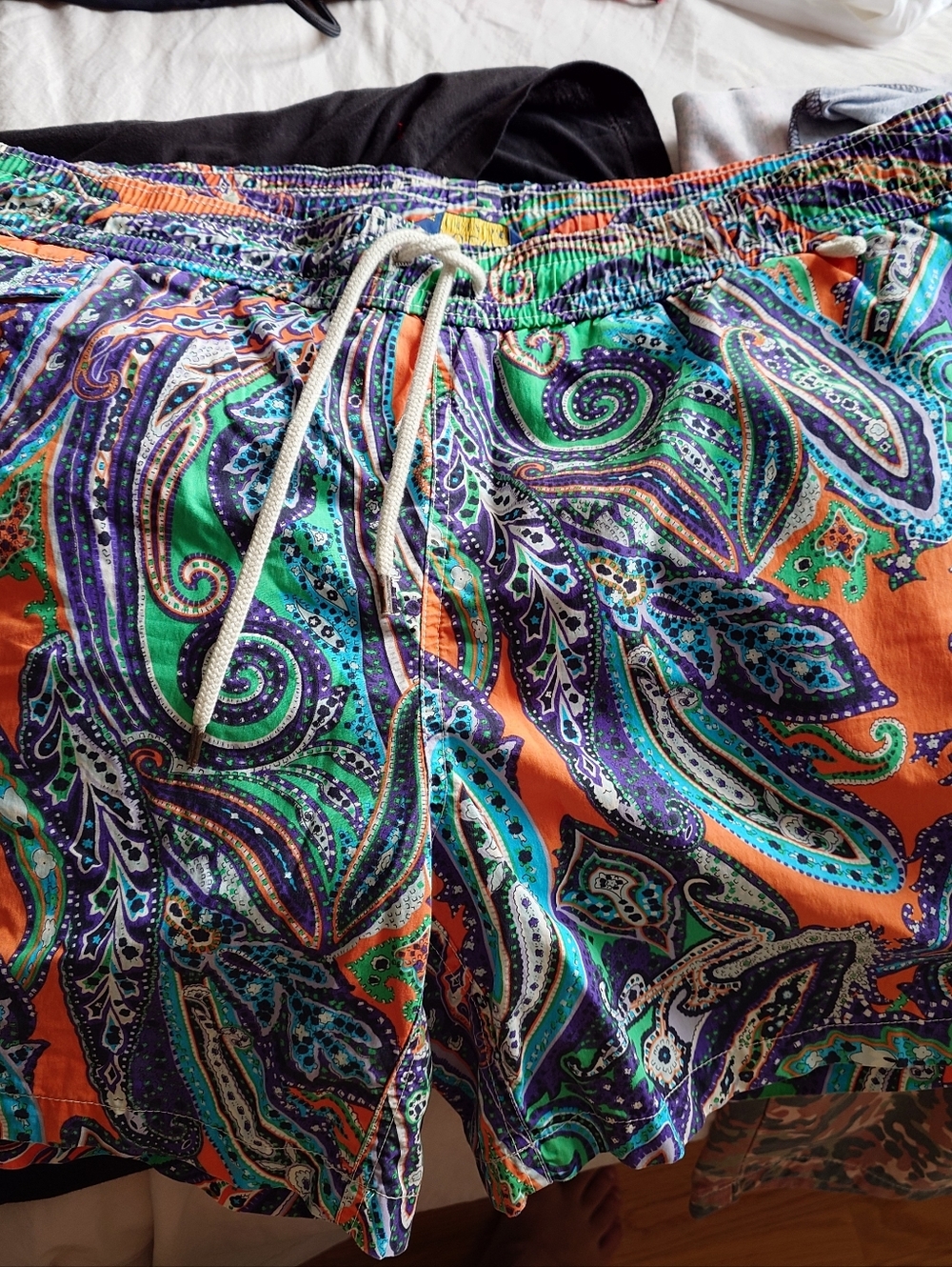 Ralph Lauren Paisley Swim Shorts in Orange, Teal & Purple